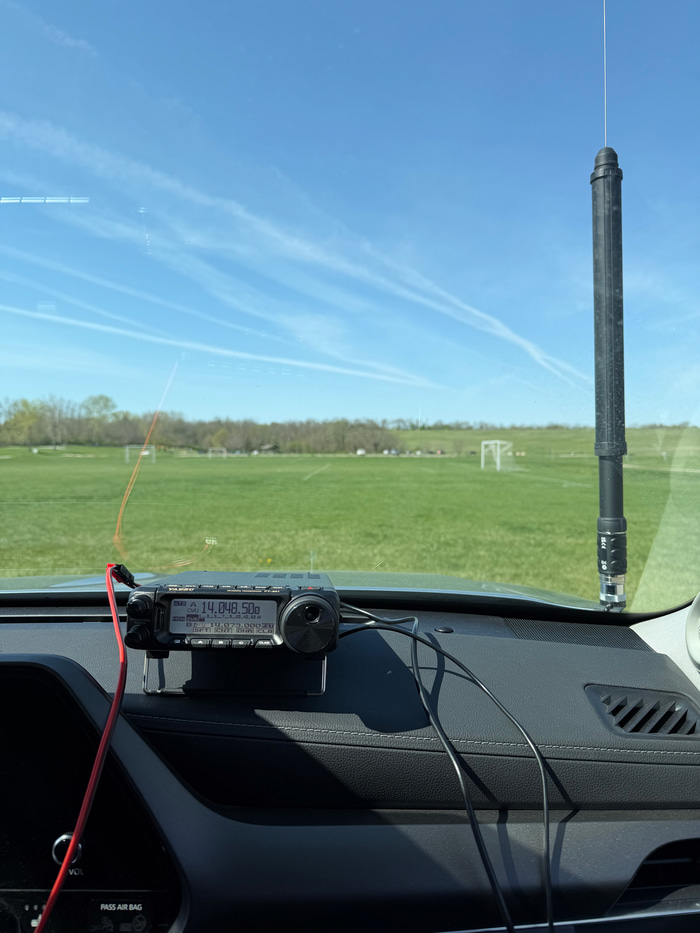 My setup for the day -- FT-891 with a hood mounted ATAS-120